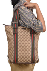 Gucci Monogram Web Gg Canvas Tote Bag