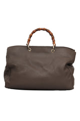 Gucci Pebbled Leather Bamboo Large Shopper Bag