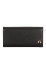 Gucci Pebbled Long Gg Flap Wallet
