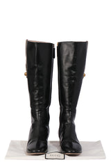 Gucci Wed Accent Leather Riding Boots