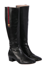 Gucci Wed Accent Leather Riding Boots