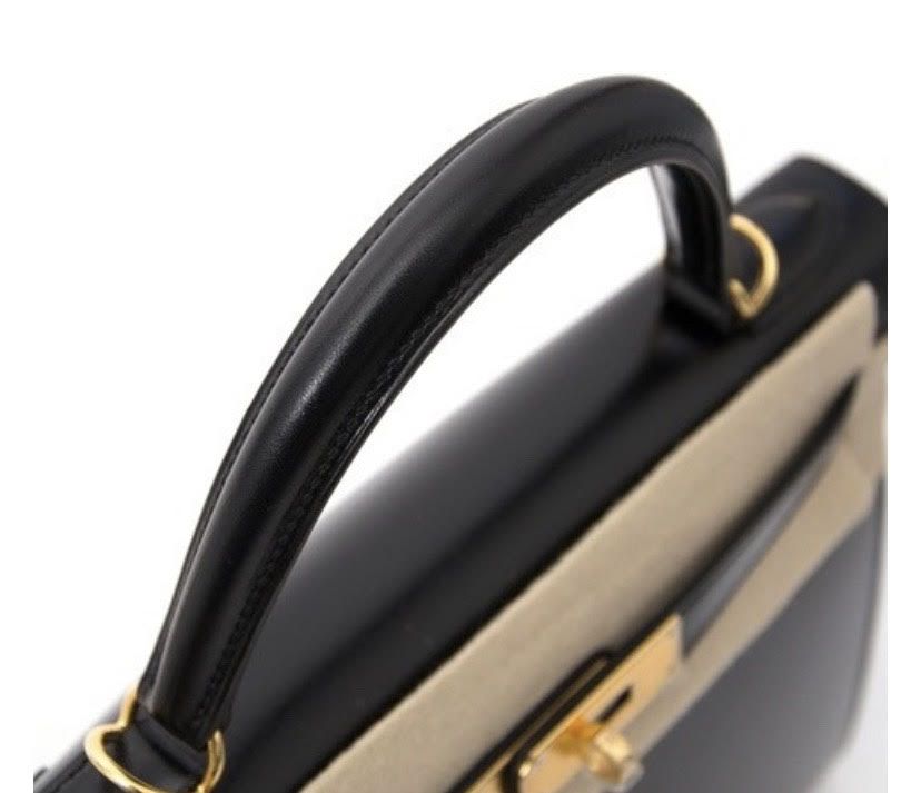 HERMES BLACK LAMBSKIN GOLD HARDWARE KELLY SELLIER 28