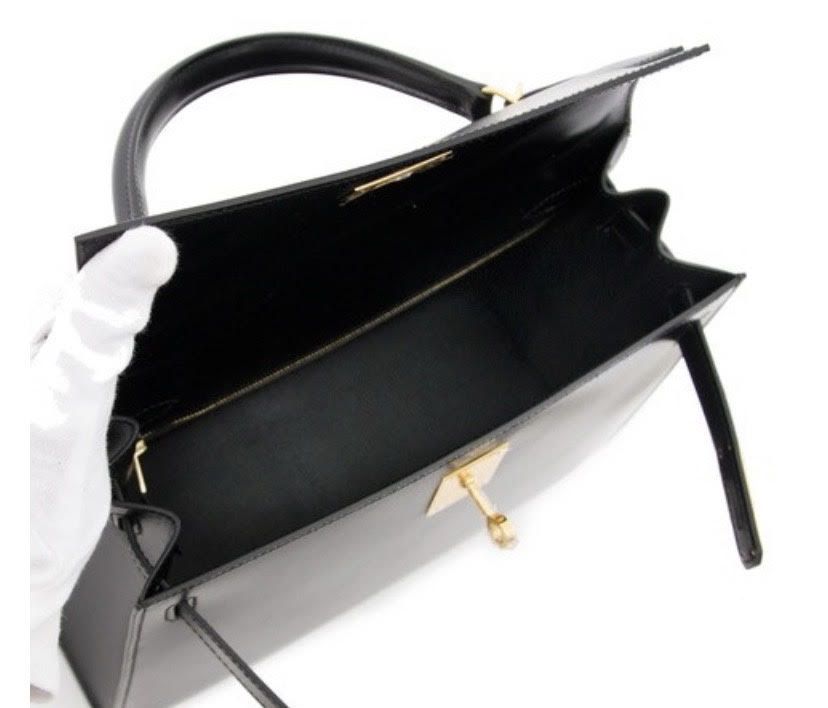 HERMES BLACK LAMBSKIN GOLD HARDWARE KELLY SELLIER 28