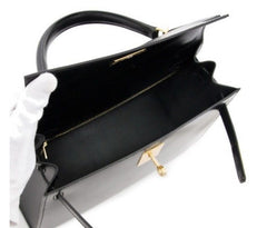 HERMES BLACK LAMBSKIN GOLD HARDWARE KELLY SELLIER 28