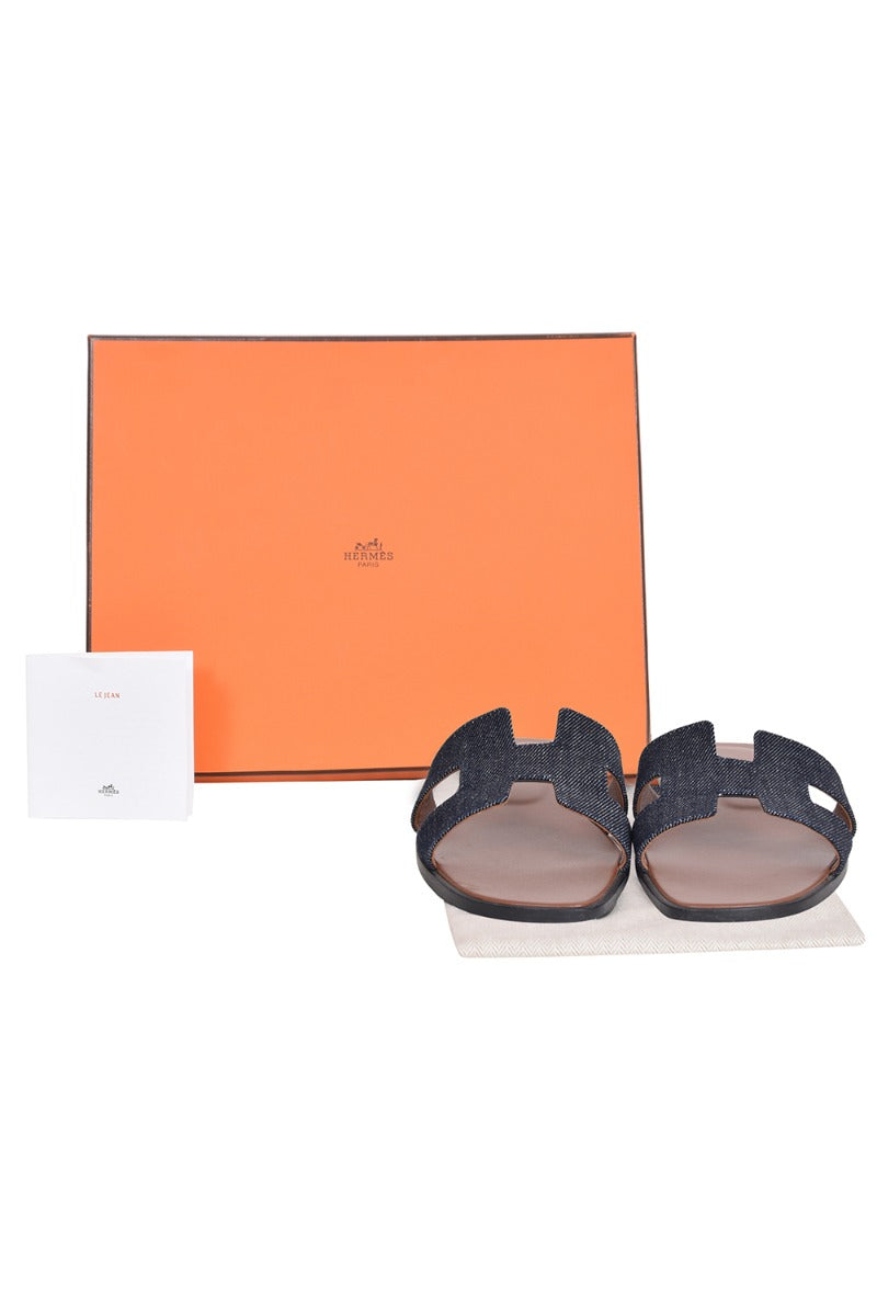 hermes-blue-denim-flats