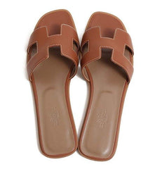 Hermes Brown Oran Slippers