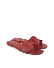 HERMES BURGUNDY ORAN SLIPPERS