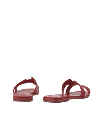 HERMES BURGUNDY ORAN SLIPPERS
