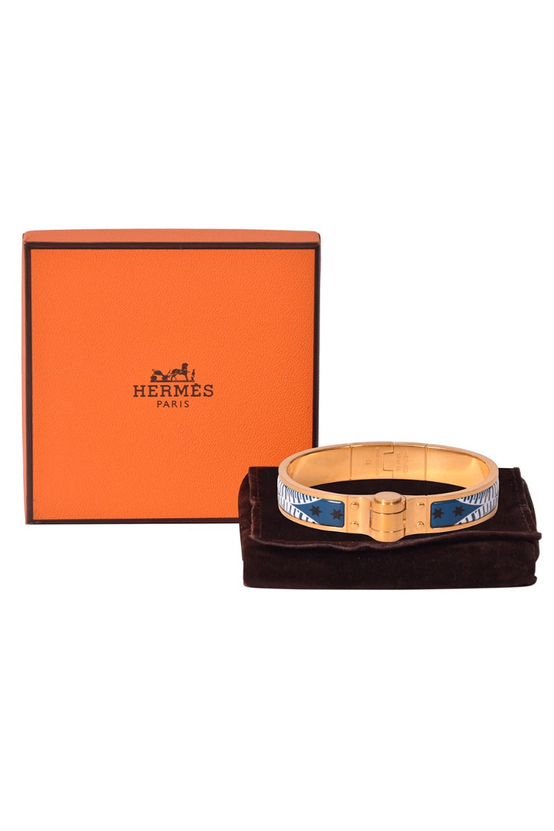 Hermes Enamel Blue H Clic Clac Bracelet