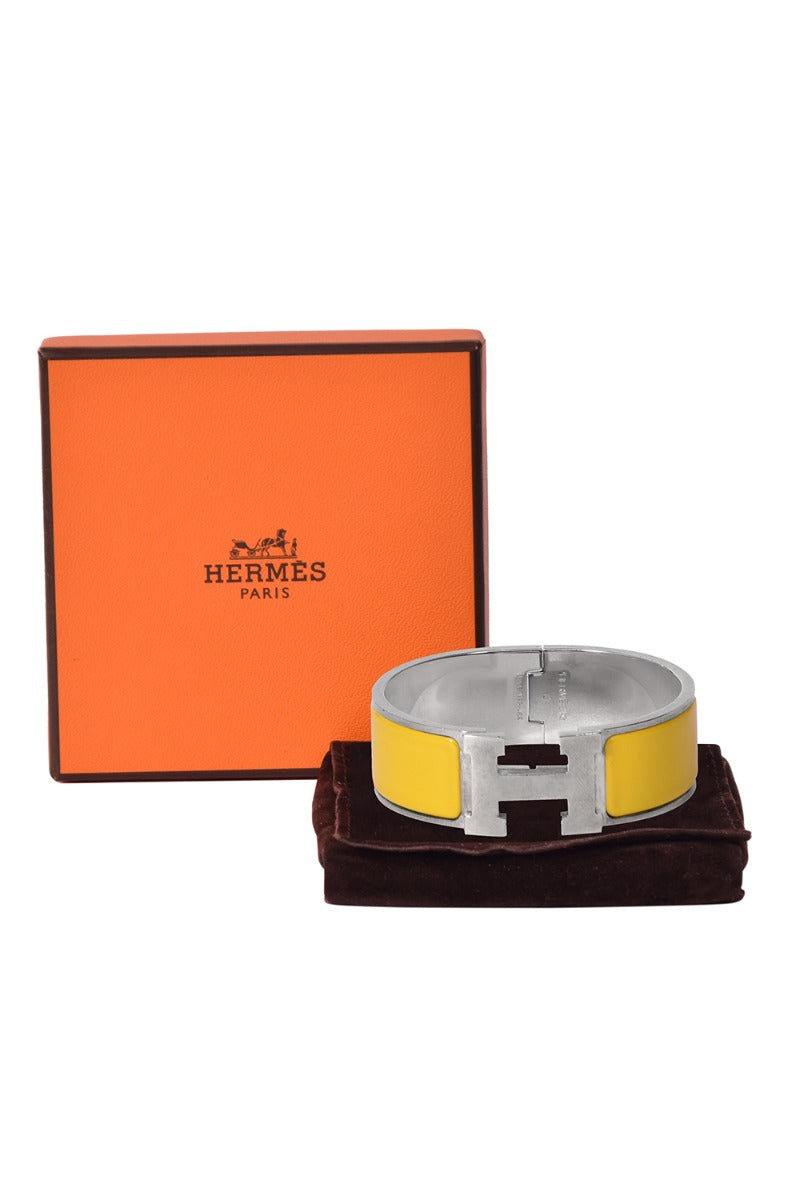 Hermes Enamel Yellow H Clic Clac Bracelet