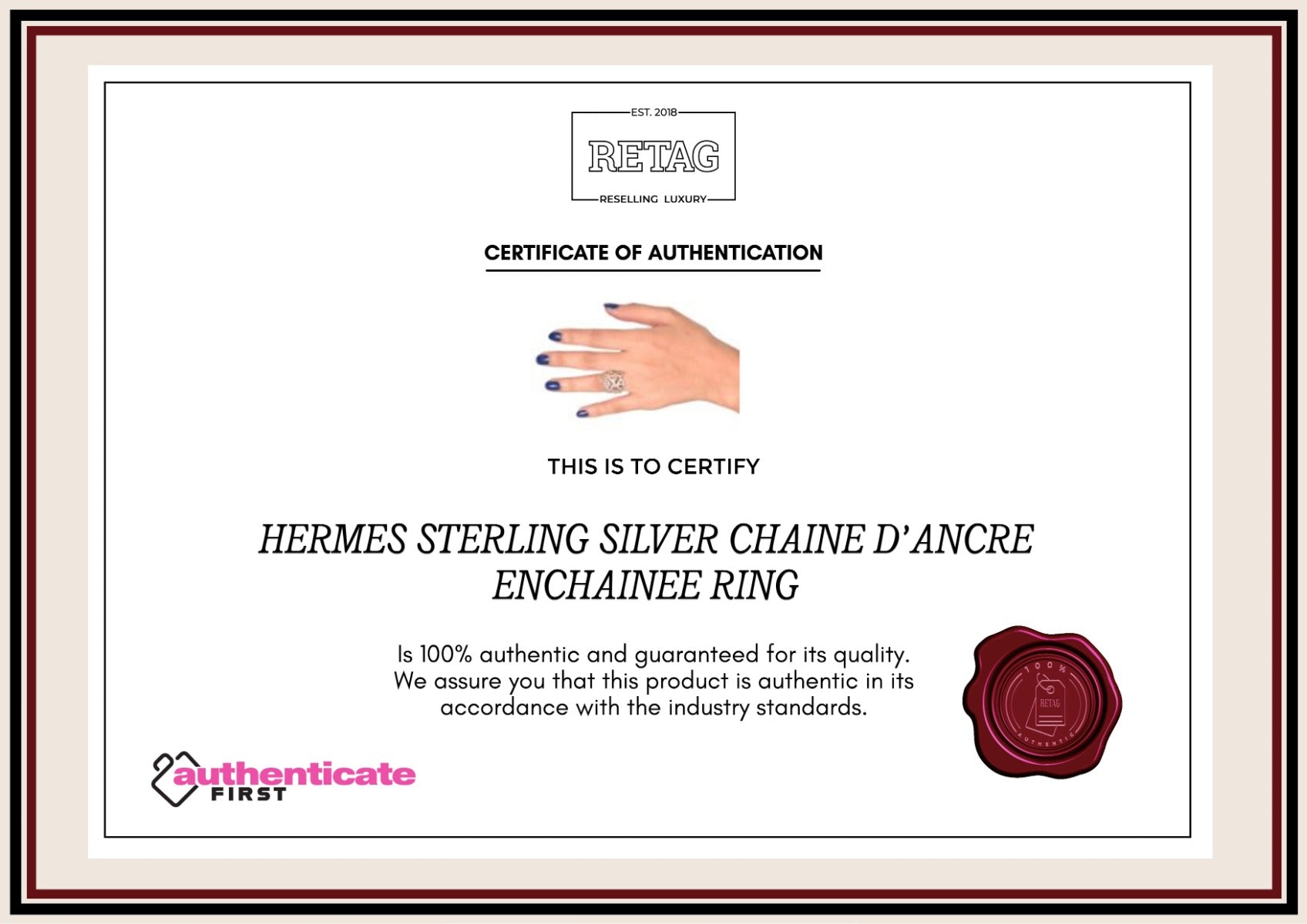 Hermes Sterling Silver Chaine Dâ€™ancre Enchainee Ring