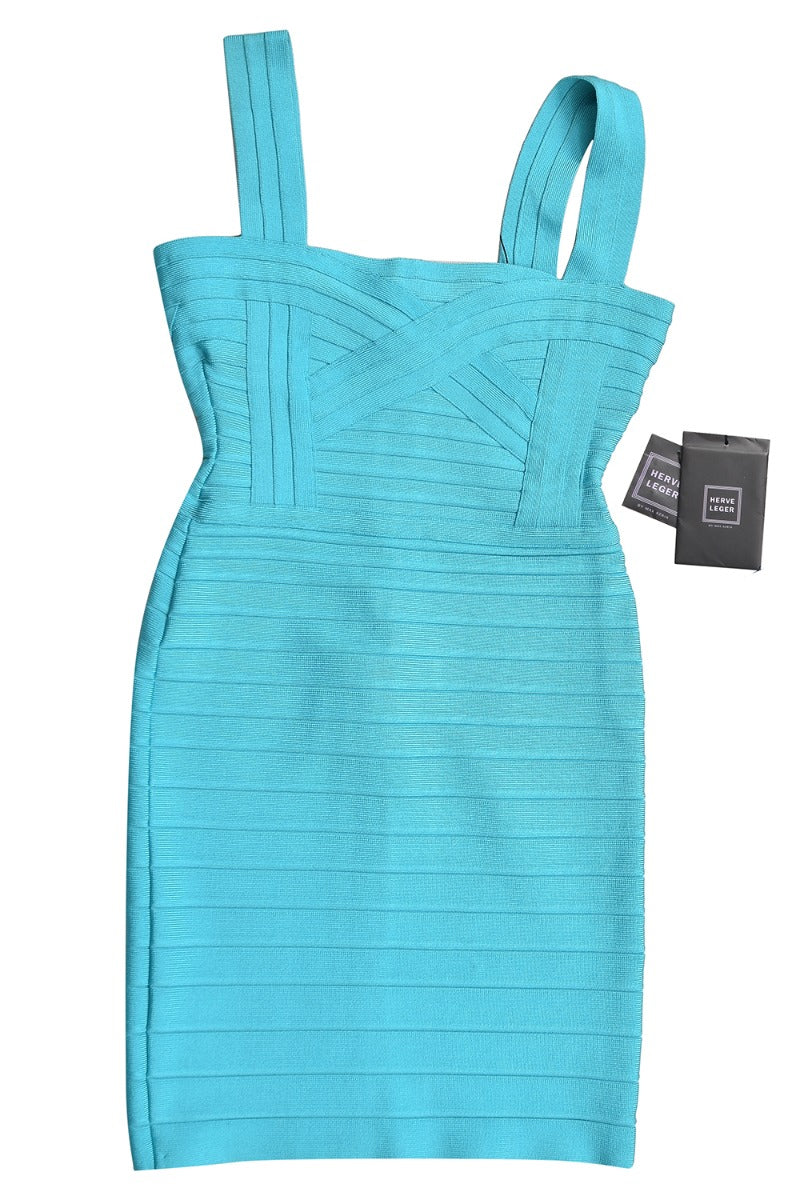 Herve Leger Blue Knit Bandage Dress Rt154-10