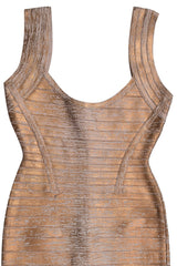 Herve Leger Brushed Gold Bandage Dress