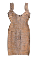 Herve Leger Brushed Gold Bandage Dress