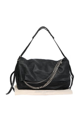 Jimmy Choo Black Leather Biker Chain Shoulder Bag