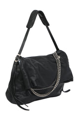 Jimmy Choo Black Leather Biker Chain Shoulder Bag