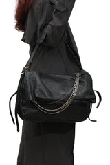 Jimmy Choo Black Leather Biker Chain Shoulder Bag