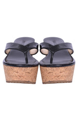 Jimmy Choo Black Wooden Wedges