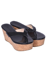 Jimmy Choo Black Wooden Wedges