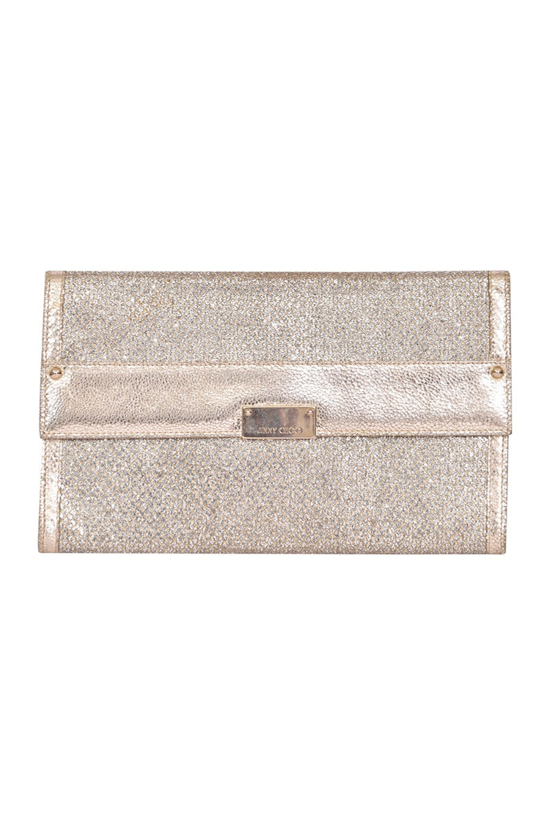 Jimmy Choo Champagne Shimmer Large Clutch