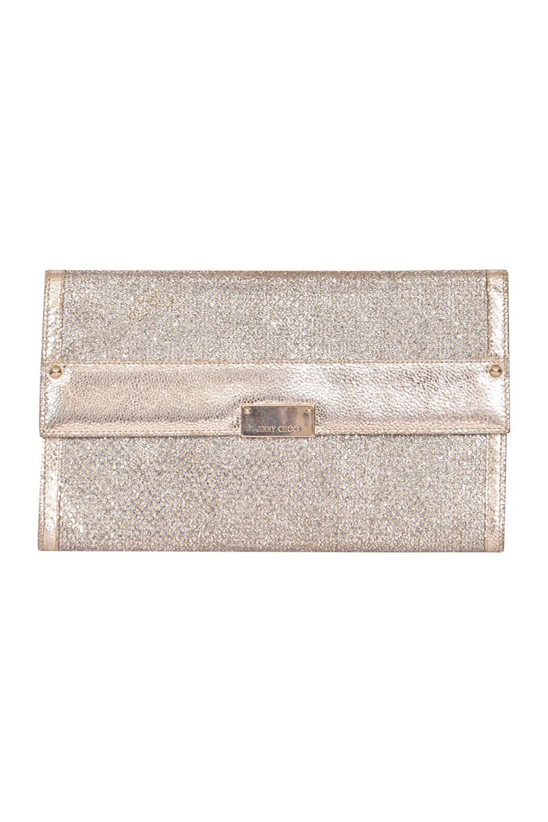Jimmy Choo Large Champagne Shimmer Clutch
