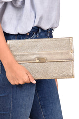 Jimmy Choo Champagne Shimmer Large Clutch