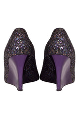 Jimmy Choo Glitter Encrusted Peep Toe Wedges