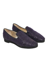Jimmy Choo Glittery Purple Slip On Loafers