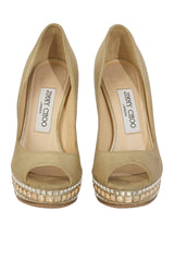 Jimmy Choo Golden Peep Toe Pumps