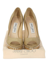 Jimmy Choo Golden Peep Toe Pumps