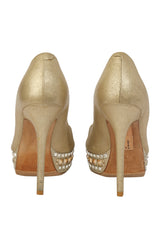 Jimmy Choo Golden Peep Toe Pumps