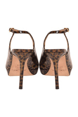 Jimmy Choo Leopard Print Patent Leather Peeptoes