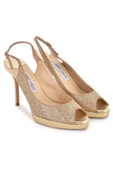 Jimmy Choo Nova Gold Glitter Heels