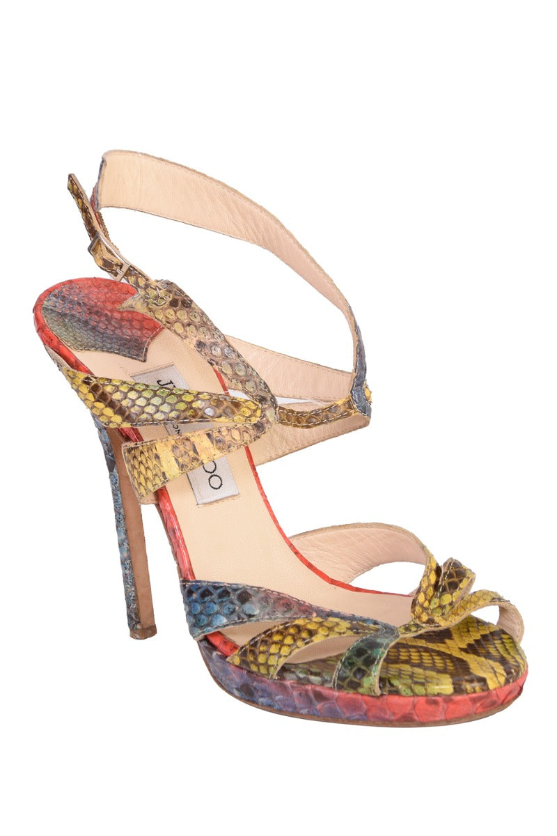Jimmy Choo Snakeskin Print Peeptoes