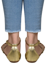 Jimmy Choo T-Embellished Golden Gladiator Flats