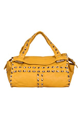 Jimmy Choo Yellow Leather And Calf Hair Trim Tote