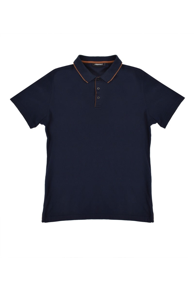 Karl Lagerfeld Blue Perforated Polo T-Shirt