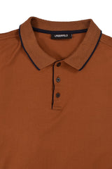 Karl Lagerfeld Tan Perforated Polo T-Shirt