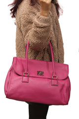 loewe-alamo-pink-leather-satchel-bag