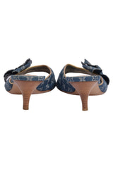 Louis Vuitton Blue Monogram Denim Flower Detail Sandals