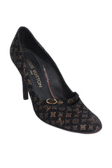 Louis Vuitton Lv Monogram Logo Suede Mary Jane Vintage Pumps
