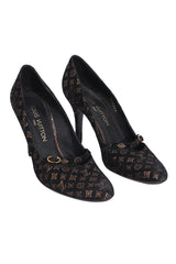 Louis Vuitton Lv Monogram Logo Suede Mary Jane Vintage Pumps