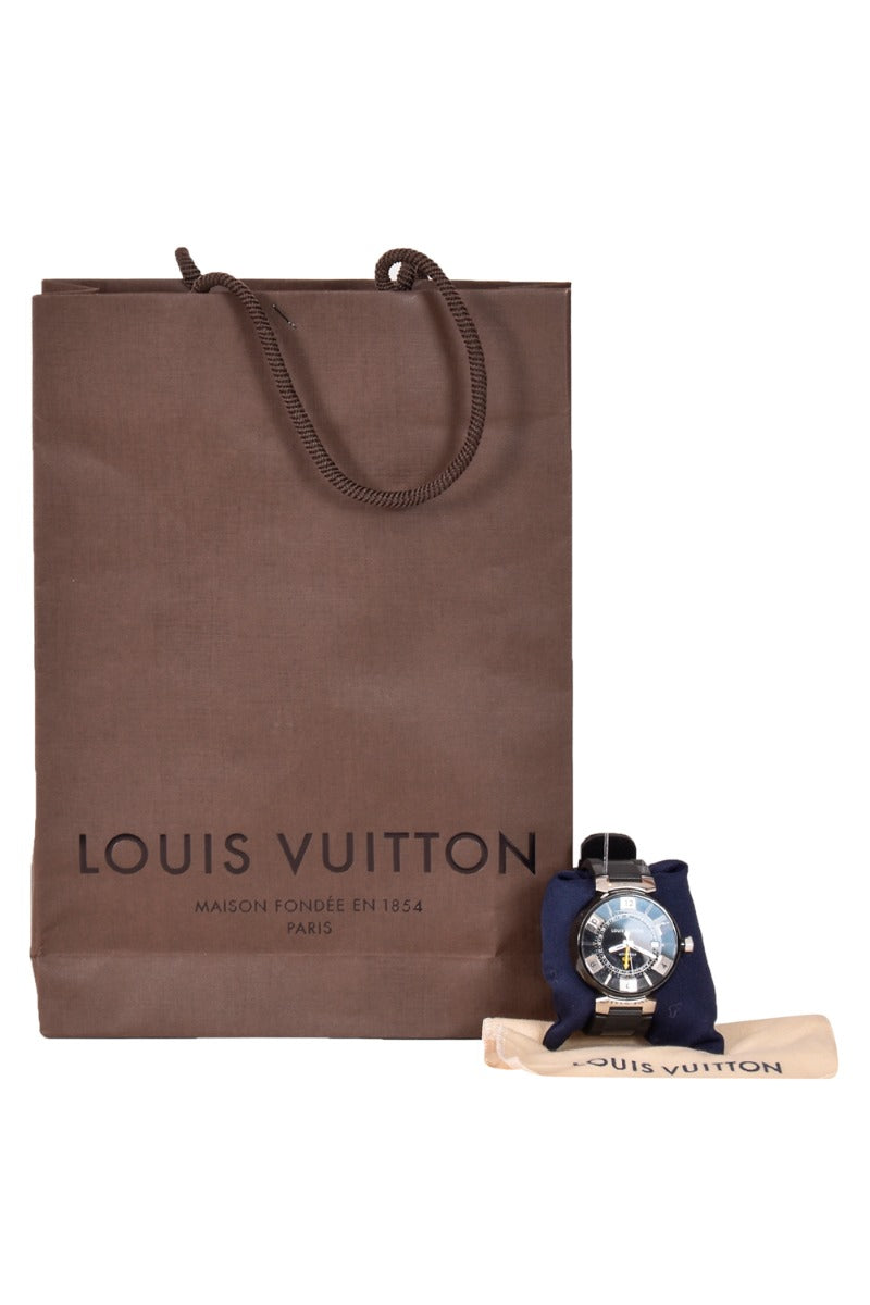 Louis Vuitton Tambour in Black GMT Watch