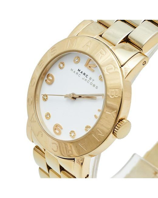 MARC JACOBS WHITE GOLD TONE STAINLESS STEEL WATCH