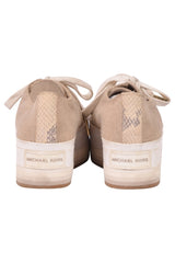 Michael Kors Canvas Lace Up Beige Platform Sneakers