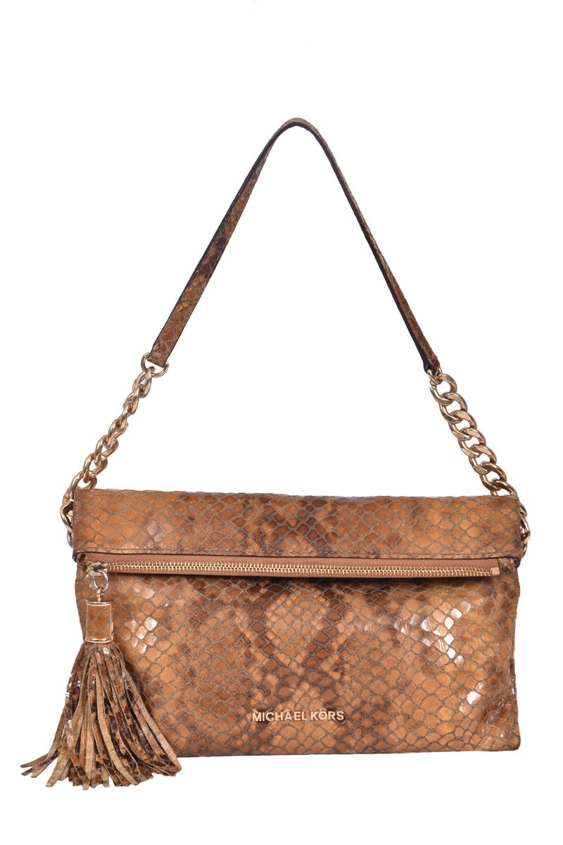 Michael Kors Chain Python Embossed Shoulder Bag