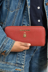 Michael Kors Jet Set Red Zip Around Wallet