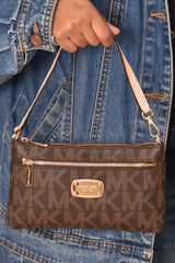 Michael Kors Monogram Brown Pochette