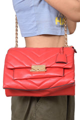 Michael Kors Quilted Red Shoulder Bag