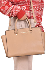 Michael Kors Selma Medium Top Zip Satchel Crossbody Bag